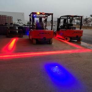 Varastoturvallisuuden LED-trukin punaisen vyöhykkeen valo jalankulkijoiden turvallisuutta varten